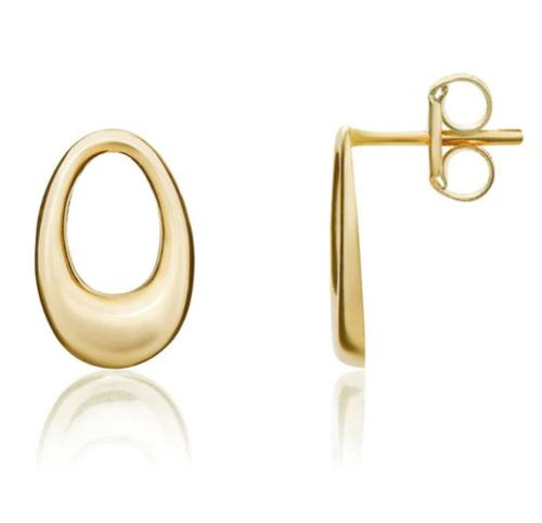classic, stylish, 9ct yellow gold oval open stud earrings - 10-01-136