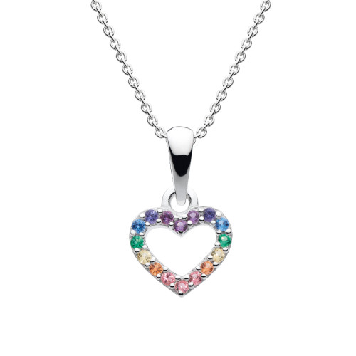 Silver, open heart, multi colour cubic zirconia, Harrisons jewellers - 97811MCZ