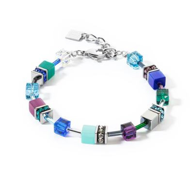 Coeur De Lion, iconic collection, geocube, necklace, bright, lilac/purple/turquoise - 2838/30-0608