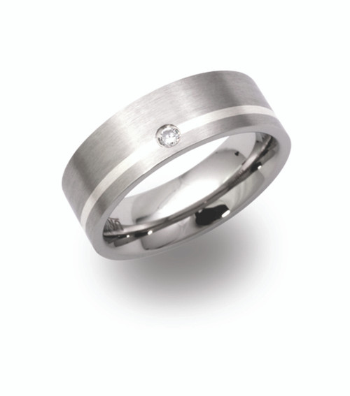 Unique & co., Men's, Steel, zirconia, silver inlay, 7mm, Band/Ring - R9117cz-54