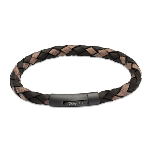 Unique & co., Men's, Leather, moro and black, Stainless Steel Clasp, black ip plated, Bracelet - B545BMO/19CM