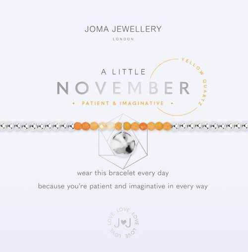 Joma jewellery, bracelet, brass, silver plated, meaningful, meaning, birthstone collection, November Yellow Quartz Bracelet - 3470