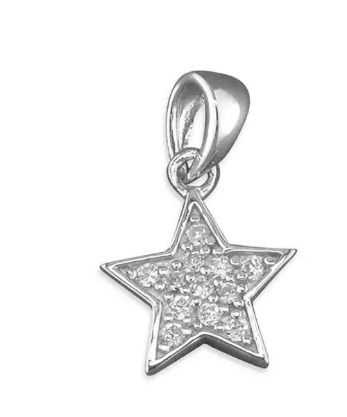cute,  sparkling, star, pendant, silver, post and butterfly, christening, birthday, occasion - G1095/C