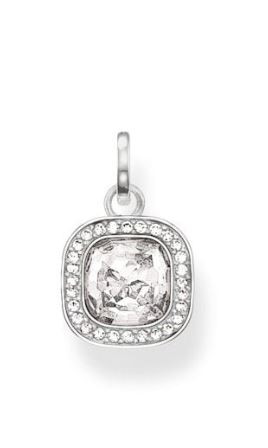 Thomas Sabo, Silver Square, sparkling, cushion shape, hammered look, white Cubic Zirconia, Pendant -  PE687-051-14
