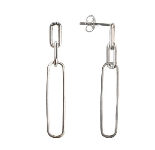 silver, drop earrings, on trend, paperclip design, Harrisons collection - 66814HP