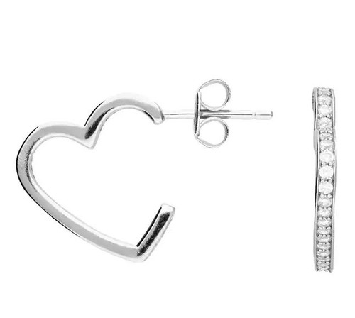 silver, stud earrings, on trend, cubic zirconia, heart, day to evening wear, Harrisons collection - H4671/S