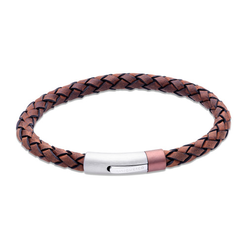 Unique & co., Men's, Leather, dark brown , Stainless Steel Clasp, Bracelet, special gift, stylish - B532BL/19CM