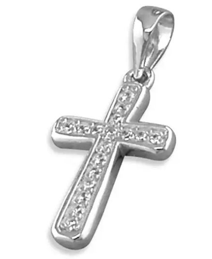 H1061/C, cross, cubic zirconia, necklace, christening gift, silver.