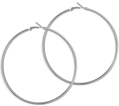 H1618, earrings, hoops, silver, 80mm, large hoops