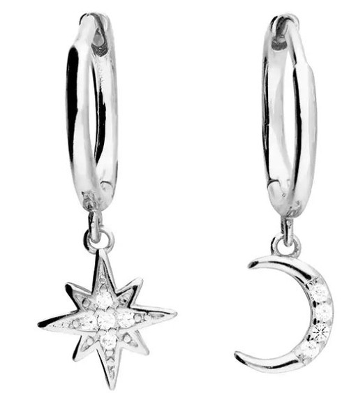 H4805/S, star, moon, hoops, hinged, gift, birthday, christmas, space