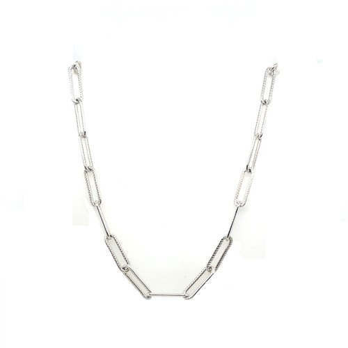 VVT W34J, silver, chain, new, paperclip link, paperlink, sterling silver, mens, ladies, layer, pendant.