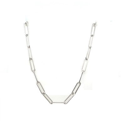 VVT W34J, silver, chain, new, paperclip link, paperlink, sterling silver, mens, ladies, layer, pendant.