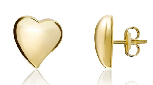 classic, stylish, 9ct yellow gold polished heart stud earrings - 10-01-239