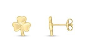 classic, stylish, 9ct yellow gold shamrock stud earrings - 10-01-391
