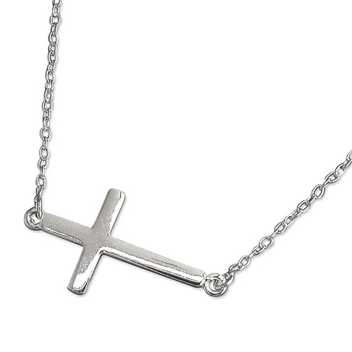 R9987-46, cross, necklace, silver necklace, pendant, anniversary, valentines day, wedding, christening, baptism, holy communion