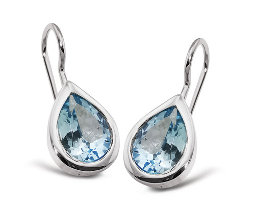 Unique and co, Sterling Silver, blue topaz, march birthstone, blue,  Earrings - ME-976BT