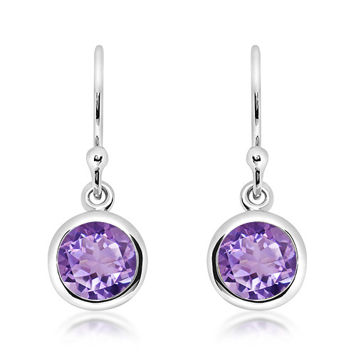 Unique and co, Sterling Silver, Amethyst, february birthstone, purple,  Earrings - ME-992AM