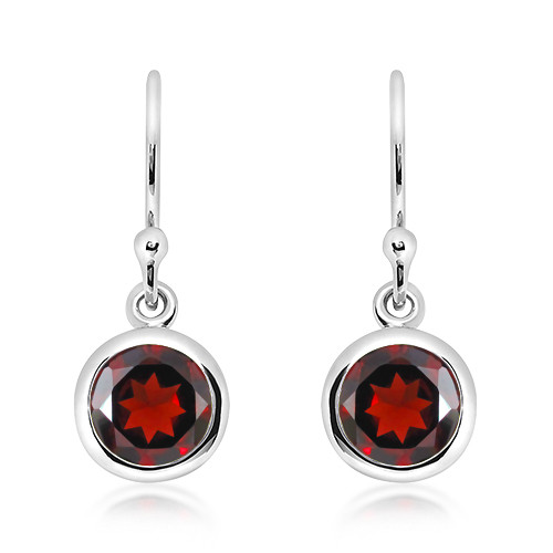 Unique and co, Sterling Silver, Garnet, january birthstone, red,  Earrings - ME-992GA