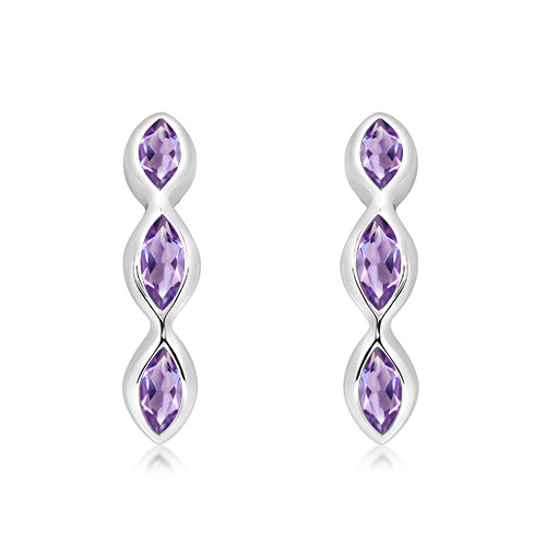 Unique and co, Sterling Silver, Amethyst, february birthstone, purple,  Earrings - ME-994AM