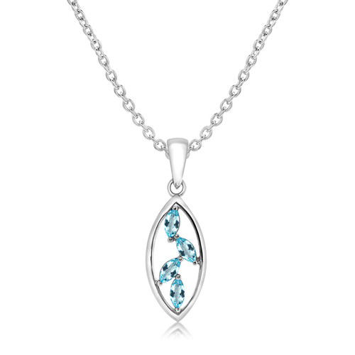 mk-1061BT, pendant, necklace, blue topaz, ladies, marquise, sparkly, marquise, december birthstone