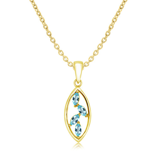 mk-1062BT, pendant, necklace, Blue Topaz, ladies, marquise, sparkly, marquise, December birthstone, gold plated