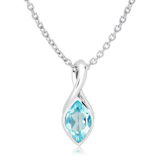 mk-986BT, pendant, necklace, Blue Topaz, ladies, marquise, sparkly, December birthstone