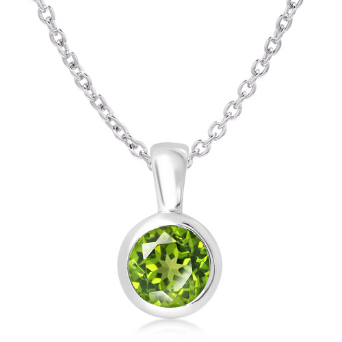 mk-992PE, pendant, necklace, peridot, ladies, circle, round, sparkly, August birthstone