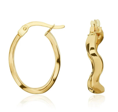 classic, stylish, 9ct yellow gold, hoops, wave, earrings - 10-05-392