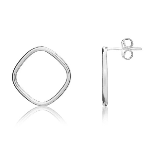 classic, stylish, 9ct white gold, open square, everyday wear, stud earrings - 10-06-238