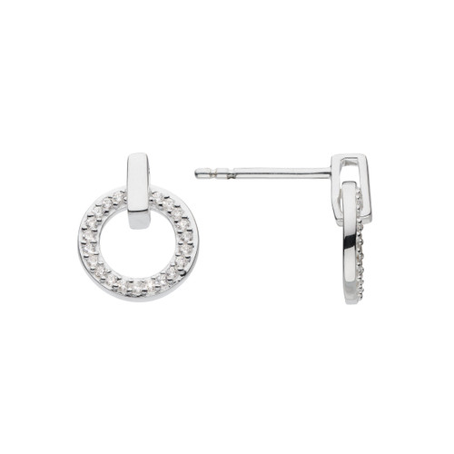 silver, earrings, studs, ladies earrings, gift, circle, cubic zirconia, Harrisons jewellers, own line collection, 36820CZ