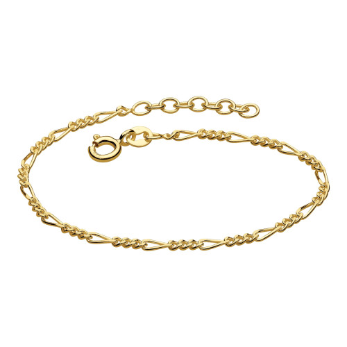 bracelet, silver bracelet, sterling silver, traditional jewellery, anniversary, gold plated, figaro chain,  76818GD