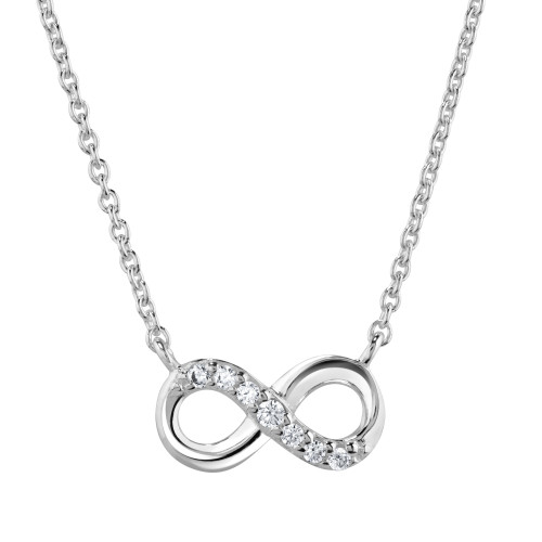 necklace, silver necklace, sterling silver, traditional jewellery, anniversary, gift, cubic zirconia, infinity, 9517CZ027