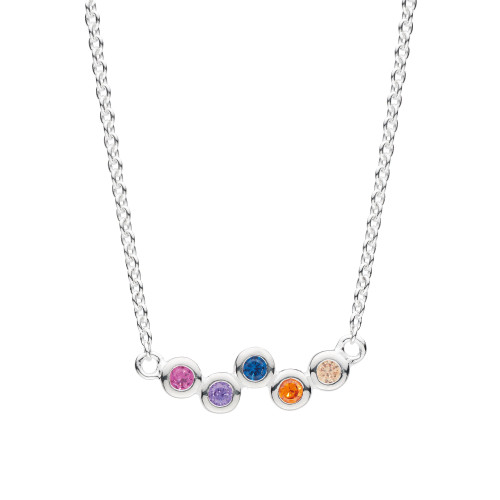 necklace, silver necklace, sterling silver, traditional jewellery, anniversary, gift, cubic zirconia, multicoloured, colourful, 9711MCZ