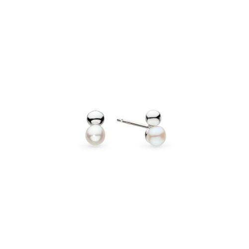Kit Heath, freshwater pearl, stud, coast pebble, earrings, studs, rhodium plated,  30167FP