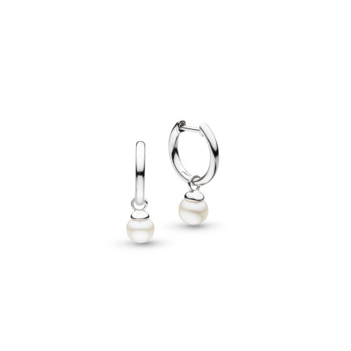 Kit Heath, freshwater pearl, stud, coast pebble, earrings, studs, rhodium plated, hoop, 50165FP