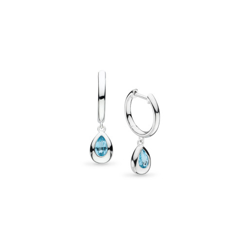 Kit Heath, sterling silver, stud, coast pebble, earrings, hoop, rhodium plated, blue topaz, 50190BT