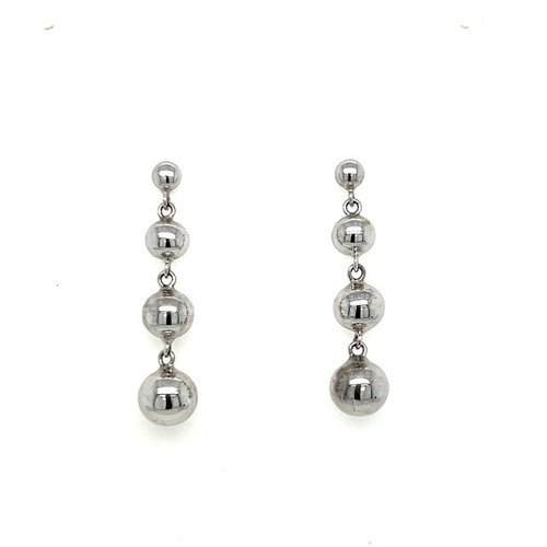 harrisons, 9ct white gold, elegant, graduated x4 ball drops - 10-07-120