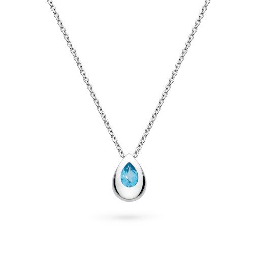 Kit Heath, sterling silver, necklace, coast pebble, rhodium plated, blue topaz, 90190BT