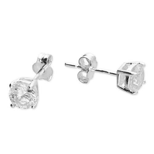 silver, post and butterfly, cubic zirconia, claw set, 5mm stud earrings, 5mm, H3439/C