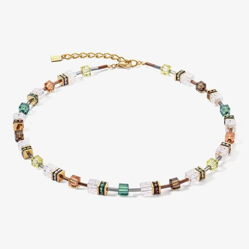 Coeur De Lion, iconic collection, geocube, necklace, brown, white, nature - 3018/10-0911