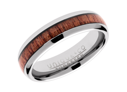 unique and co, ring/band, tungsten, wood inlay, 6mmm wedding band, ring - TUR-103-66, UK Size W3/4
