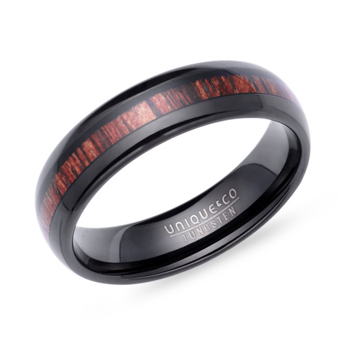 Unique and co, ring/band, tungsten carbide, 6mm wedding band wood inlay resin  TUR-157-58 UK Size Q1/2
