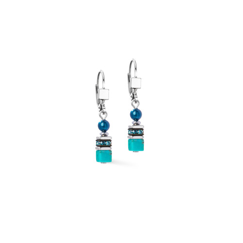 coeur de lion, earrings, silver, green, blue, turquoise, iconic, princess, silver, stainless steel, gift, 2103/20-0624