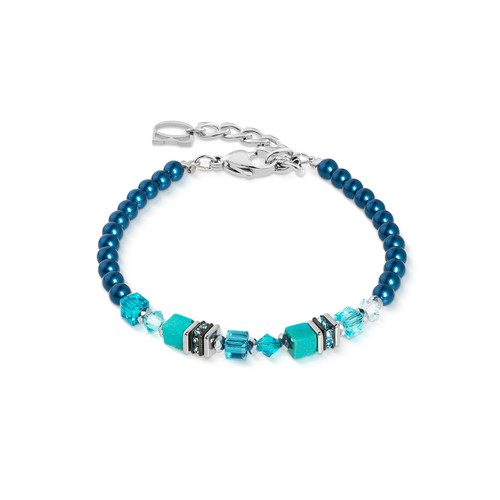 coeur de lion, bracelet, silver, green, blue, turquoise, iconic, princess, silver, stainless steel, gift, 2103/30-0624