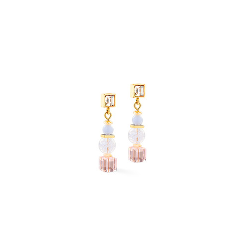 coeur de lion, earrings, gold, pink, lilac, pastel, anniversary, iconic, stainless steel, swarovski, gift, 3022/21-1038