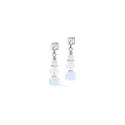 coeur de lion, earrings, silver, white, anniversary, iconic, stainless steel, swarovski, gift, 3022/21-1417