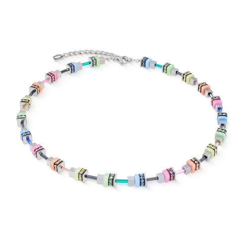 coeur de lion, necklace, silver, yellow, blue, pink, summer, sorbet, anniversary, iconic, stainless steel, gift, bridal jewellery, turquoise, 4413/10-1580