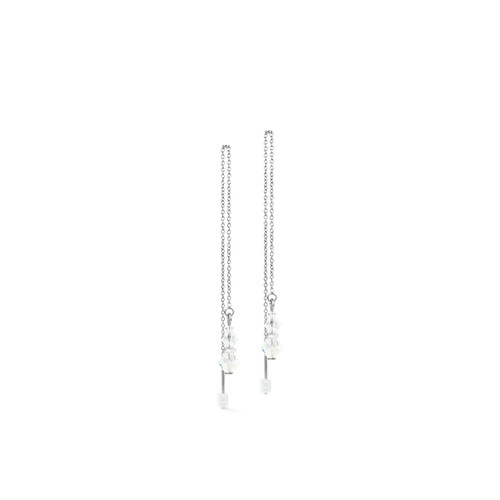 coeur de lion, earrings, silver, white, anniversary, iconic, stainless steel, gift, bridal jewellery, swarovski crystals, 4633/20-1817