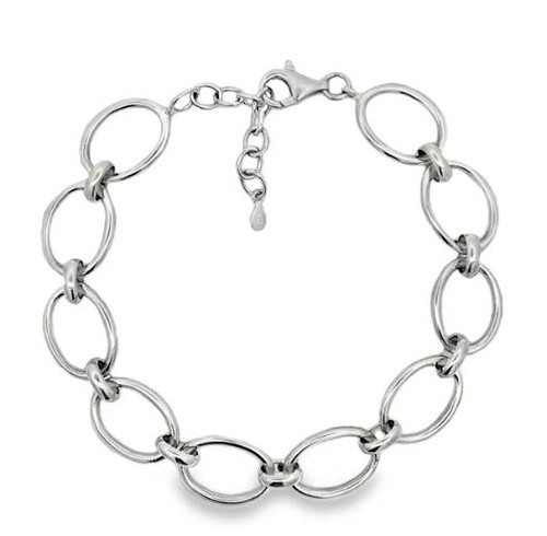 Harrisons Jewellers, silver bracelet, oval linked, classic, day to evening wear - BR295*TR