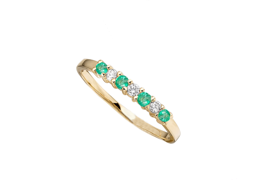 yellow gold, 9ct, emerald, diamond, may birthstone, 55th wedding anniversary, gift, 0521YD/E-L